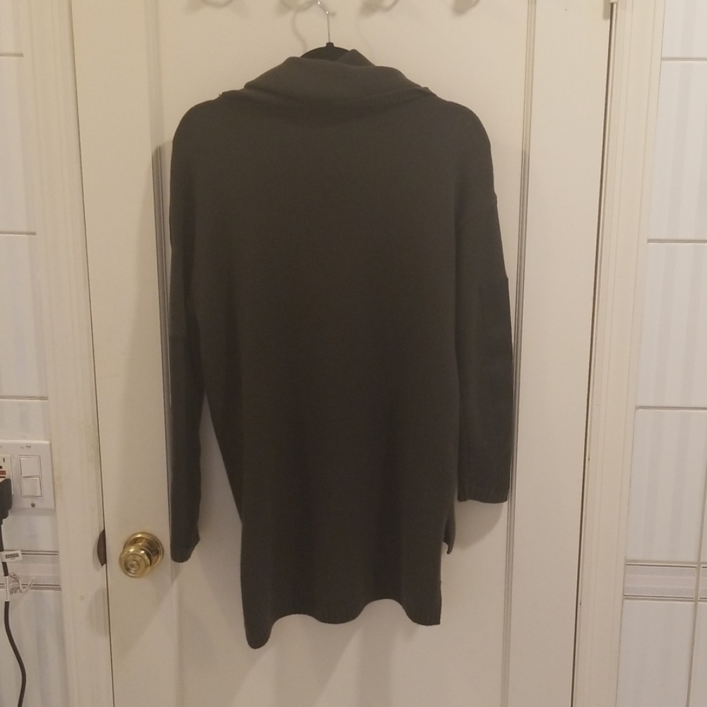 BCBGMaxazria Merino Blend Faux Leather Arm Sweater